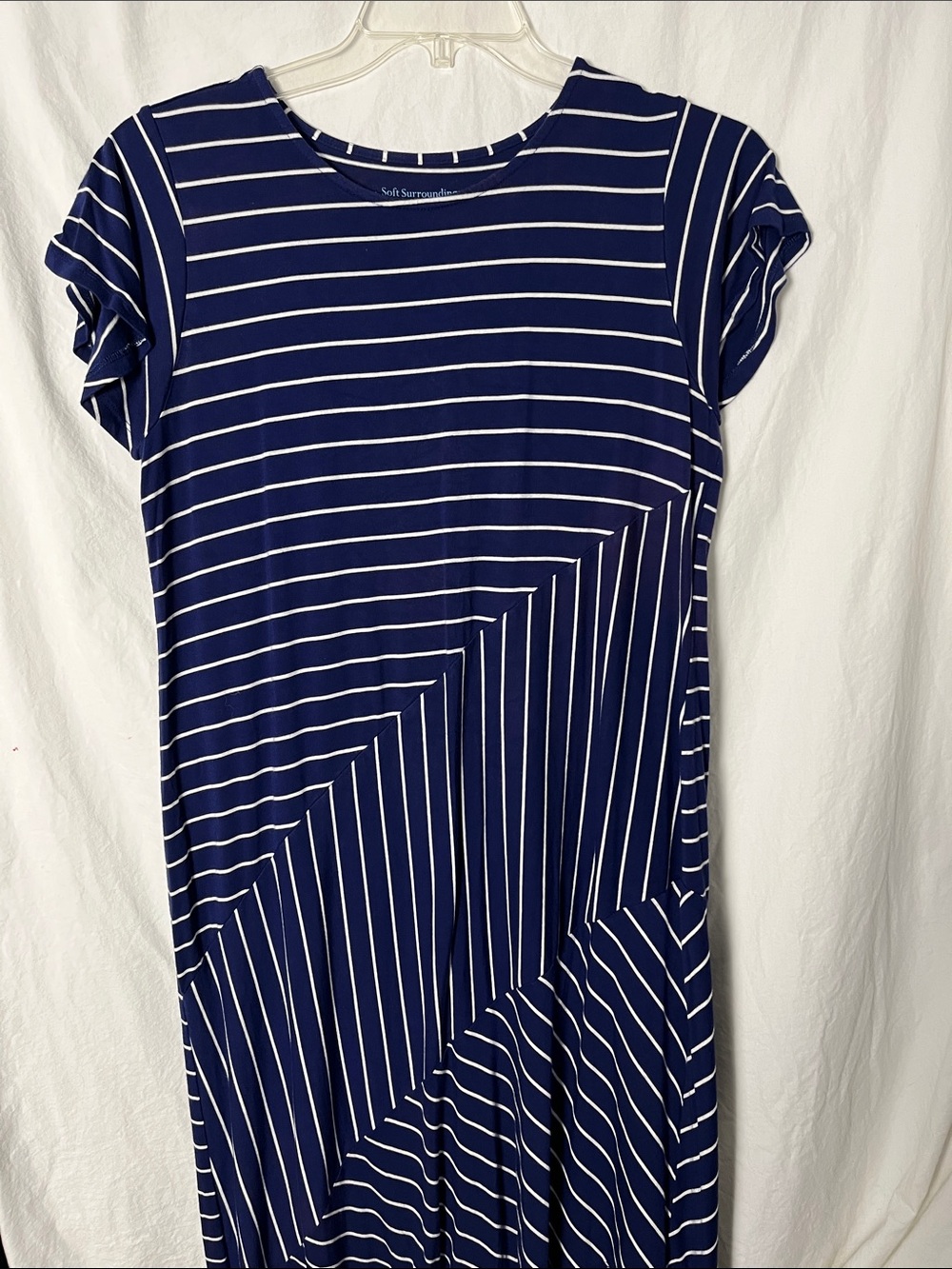 Soft Surroundings Navy and White Striped Dress Size Large Petite
